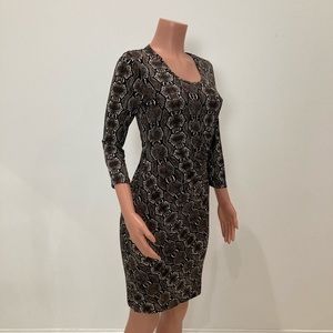Calvin Klein Snakeskin Ruched 3/4 Sleeve Dress 2